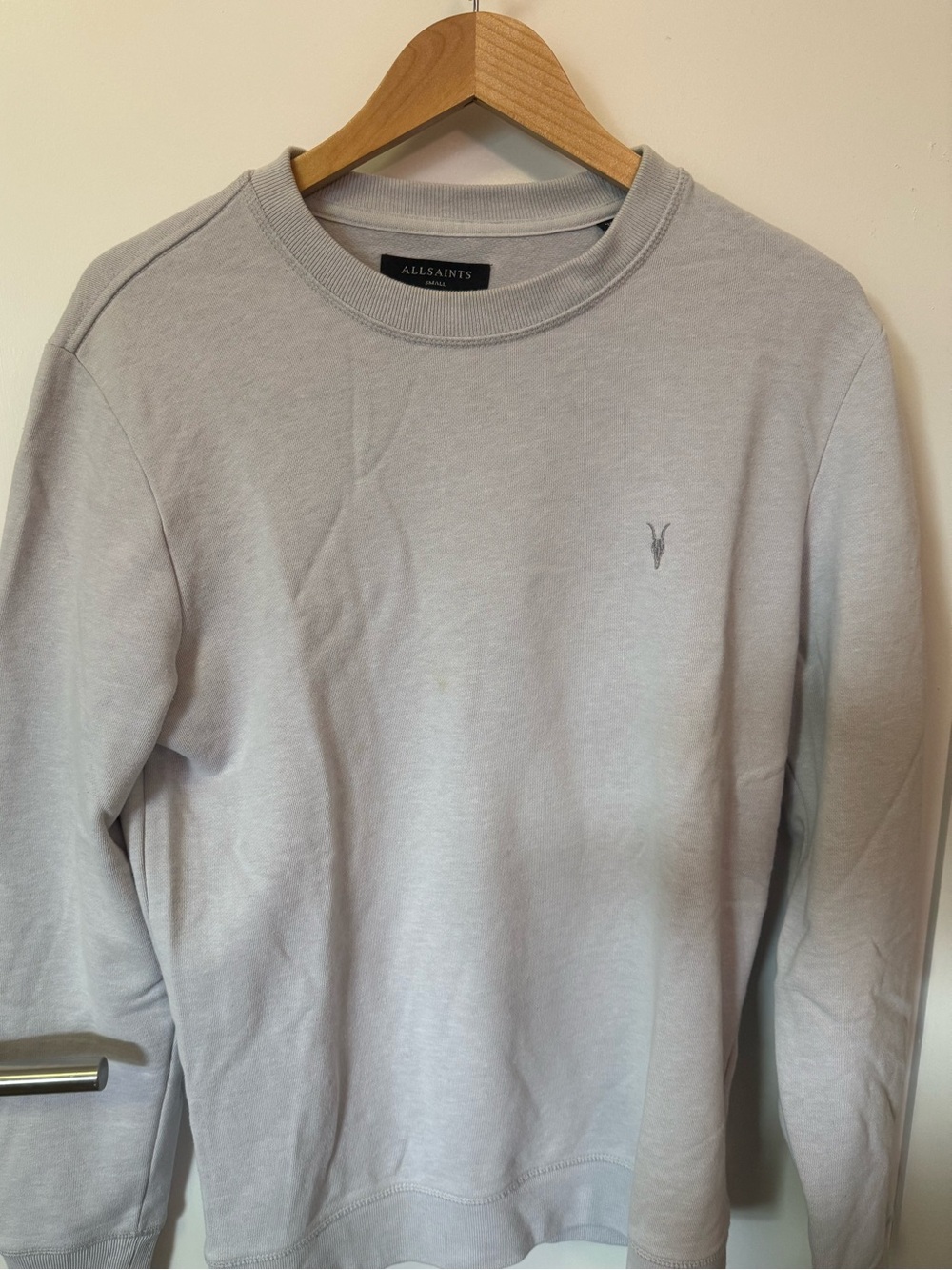 AllSaints Men’s Crewneck Sweatshirt in Pale Gray